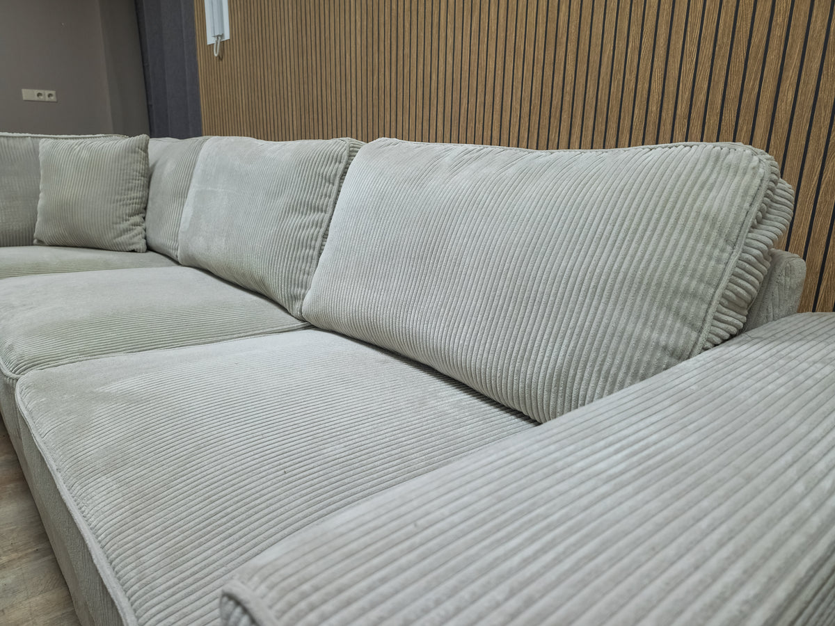 Z.G.A.N Prachtige Licht Beige Ribstof Hoekbank