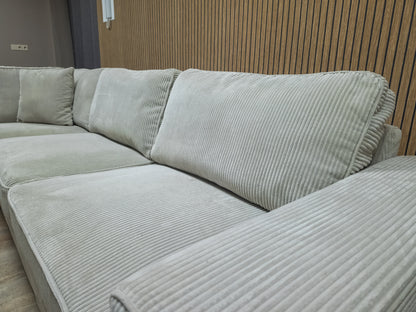 Z.G.A.N Prachtige Licht Beige Ribstof Hoekbank