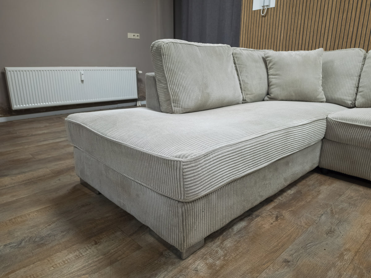 Z.G.A.N Prachtige Licht Beige Ribstof Hoekbank