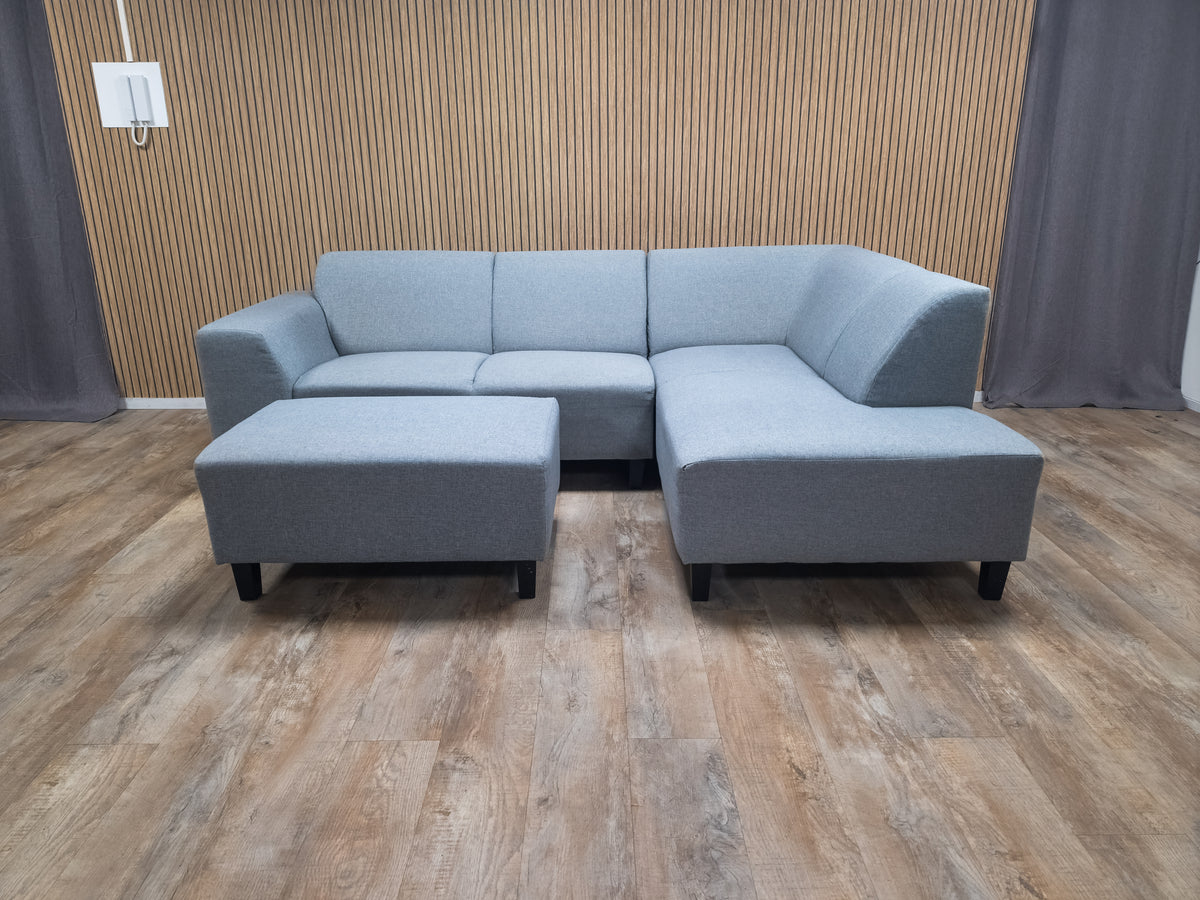 Zeer Mooi Nette Grijs Hoekbank met Hocker