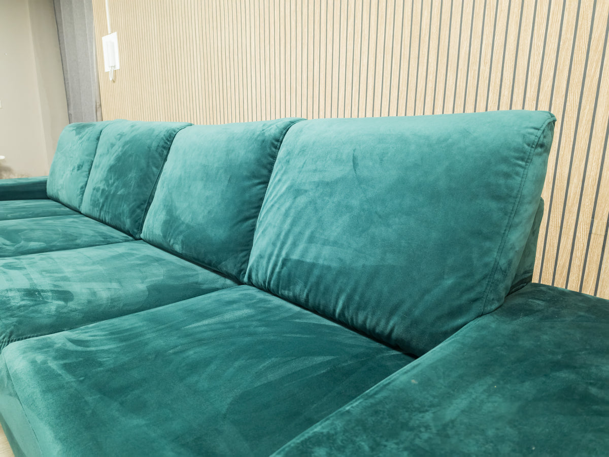 Z.G.A.N Groene Velvet Hoekbank met SLAAPFUNCTIE