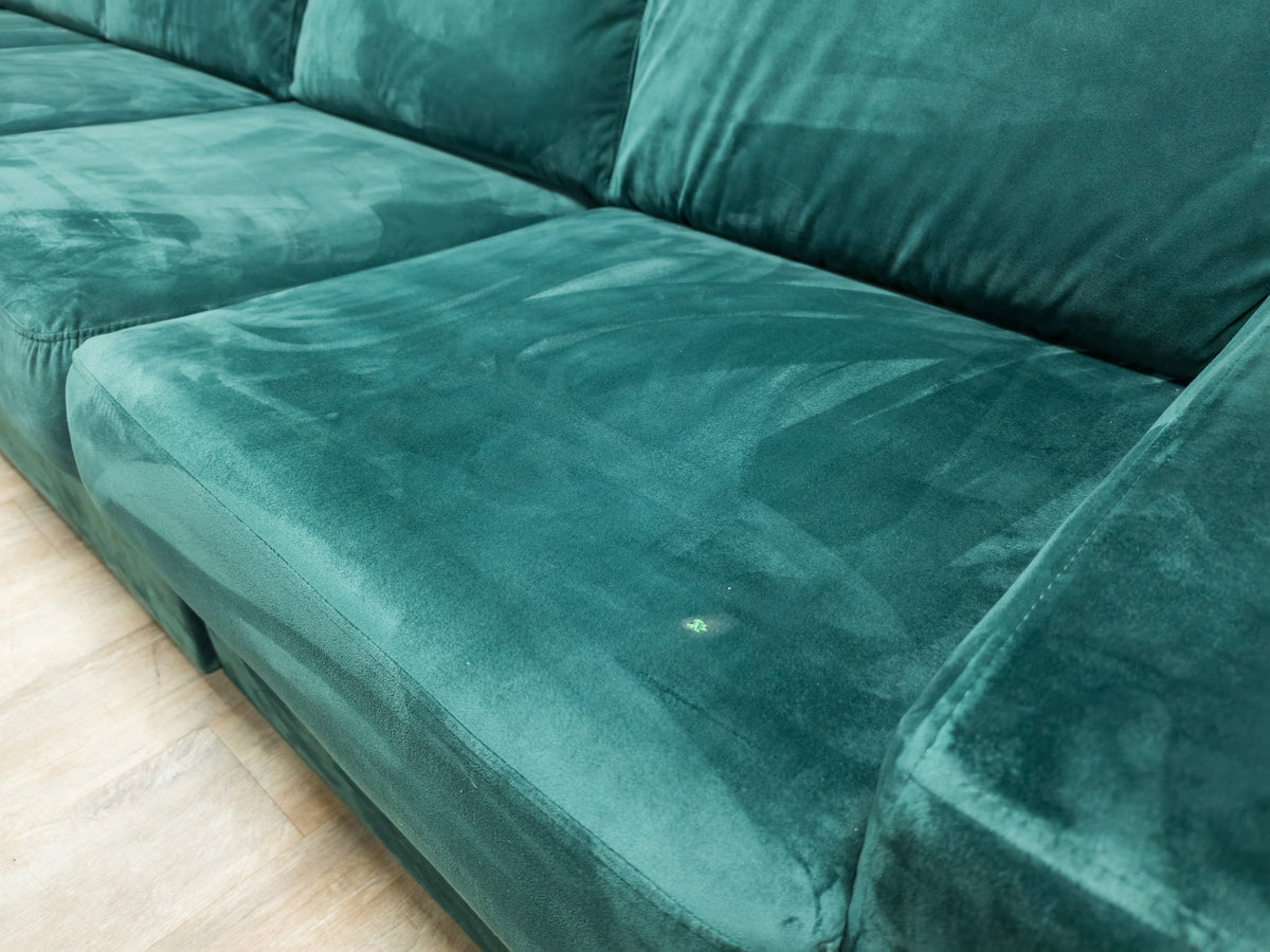 Z.G.A.N Groene Velvet Hoekbank met SLAAPFUNCTIE