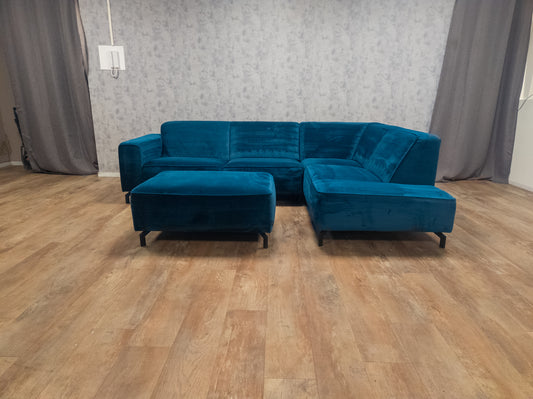 Zeer Mooi Blauwe Velvet Hoekbank van LOODS 5