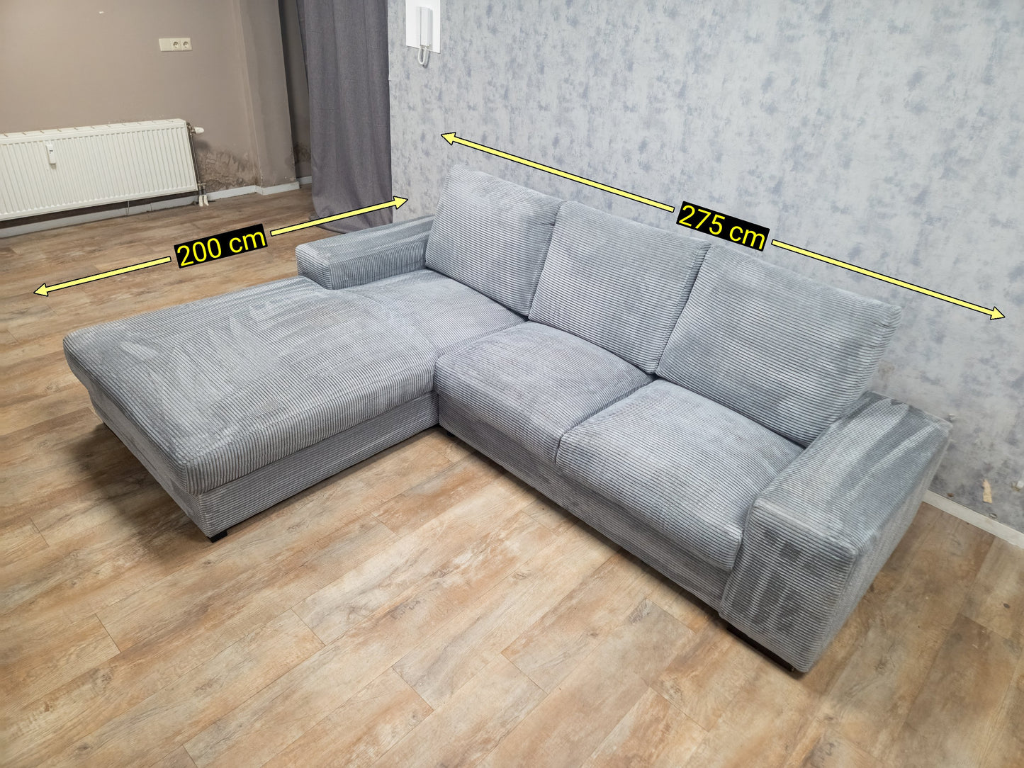 Z.G.A.N Grijs Ribstof Hoekbank