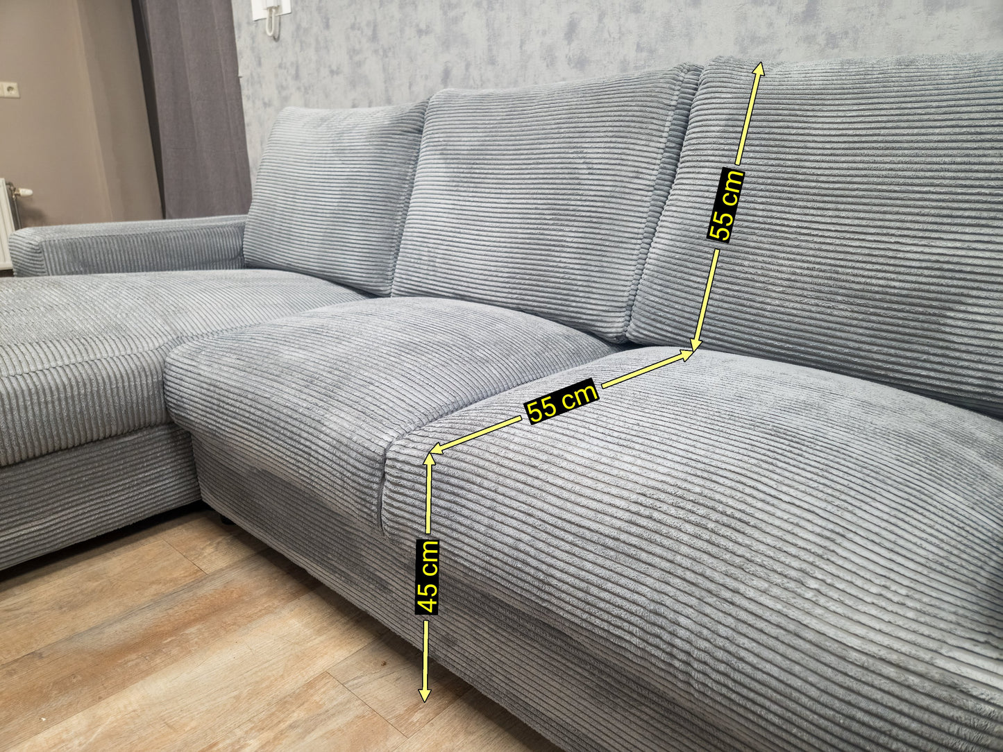 Z.G.A.N Grijs Ribstof Hoekbank