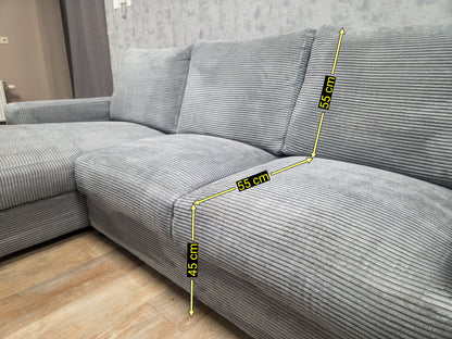 Z.G.A.N Grijs Ribstof Hoekbank